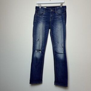 Gap 1969 Jeans Womens 26R Blue Real Straight Distressed Mid Rise Casual Normcore